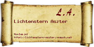 Lichtenstern Aszter névjegykártya